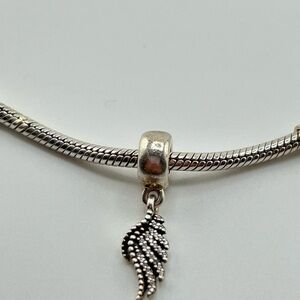 PANDORA RARE Majestic Feather Sterling Silver Dangle Charm